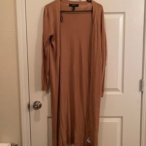 Camel cardigan.